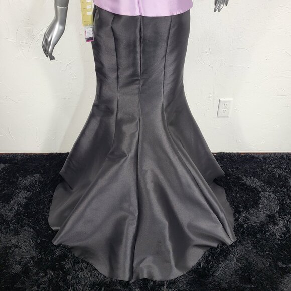 NWT~$685~FERIANI COUTURE~10~LILAC BLACK STRAPLESS BEADED MERMAID TRUMPET DRESS - Picture 13 of 16